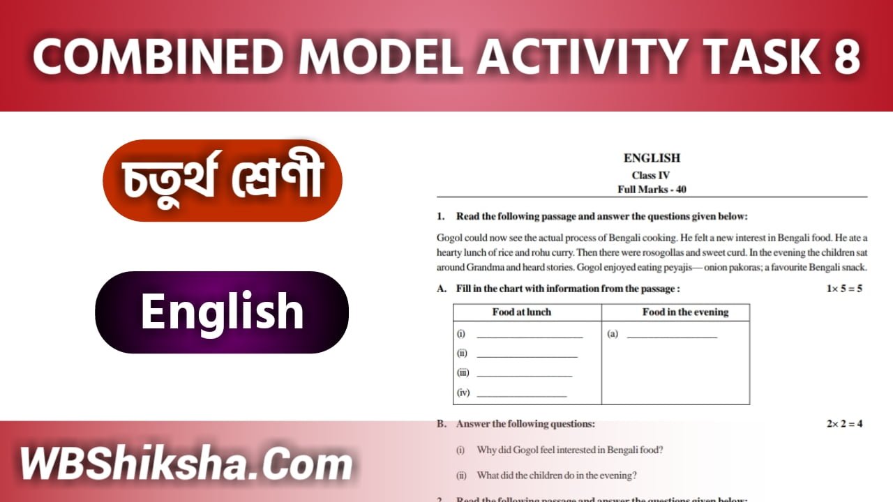 Class 4 English Model Activity Task Part 8 Combined Answers - WBShiksha