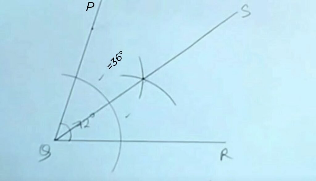 চাঁদার সাহায্যে 72° কোণ আঁকো